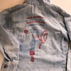 Rarest of the rare! Captain America VINTAGE Denim Kids Shirt Snap Buttons size 7